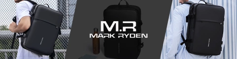 Plecak na Laptopa 17.3" Mark Ryden, Port USB, Wodoodporny, Minimalistyczny i Pojemny 37L, Wygodny, Rozszerzalny z Otwieraniem 180°,  48 × 31 × 14-25 – Czarny