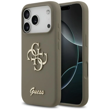Etui Guess do iPhone 17 Pro Max Silicone Big 4G Script Brown