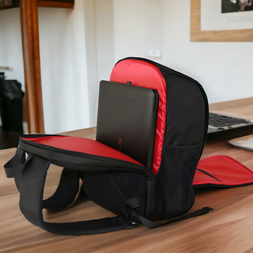 Plecak fotograficzny wodoodporny pokrowiec na aparat, sprzęt fotograficzny, laptop 15.6 duży 44x30x19 Czarno-czerwony 