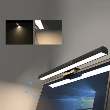Lampe, LED-Schreibtischlampe über dem Monitor, Computer, LCD-Bildschirm, verstellbarer schwarzer Streifen