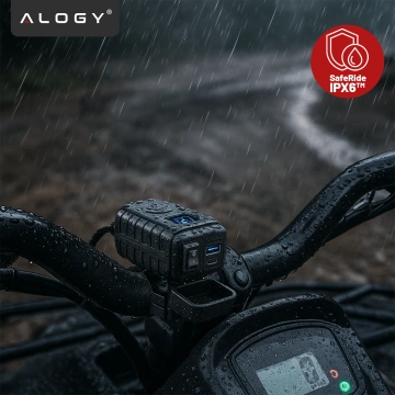 Alogy MotoCharge Pro™ Motorradladegerät mit Display, 36 W PD QC 3.0 Schnellladung, USB-A- und USB-C-Anschlüsse, wasserdicht und robust, Schwarz