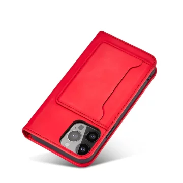 Magnetkartenhülle für iPhone 13 Pro Tasche Kartenetui Kartenhalter Rot