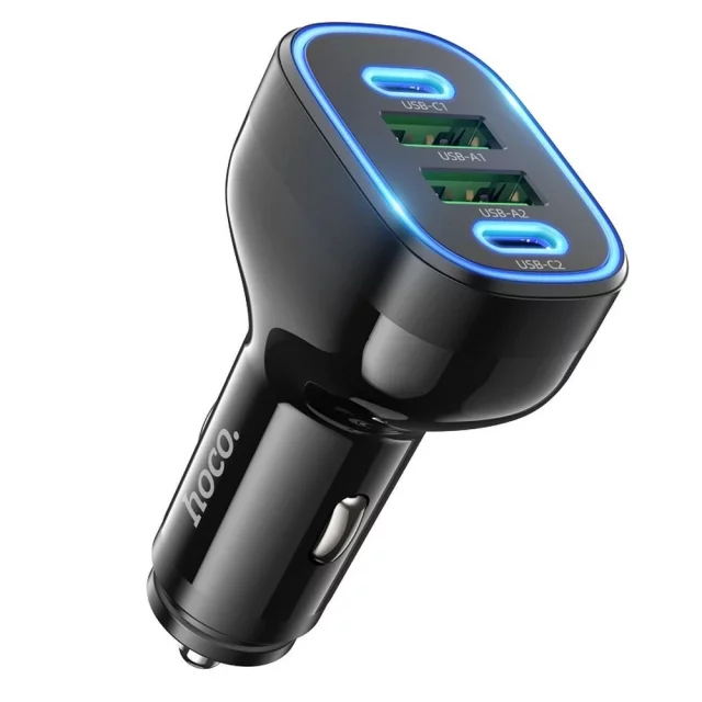 Ładowarka samochodowa HOCO 2 x USB A + 2 x Typ C PD QC 72W NZ11 czarna