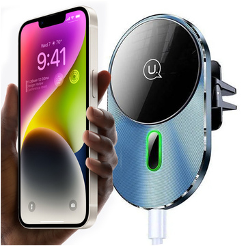 Uchwyt samochodowy na telefon ładowarka indukcyjna QI USAMS Magnetic Car Wireless Charging 15W do kratki (US-CD170) 