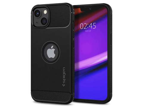 Spigen Rugged Armor Cover für Apple iPhone 13 Mattschwarzes Glas