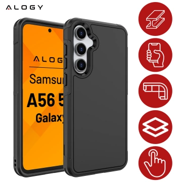 Etui do Samsung Galaxy A56 / A36 5G 2025 Pancerna Obudowa Ochronna na Telefon Wzmocniona Alogy HeavyDuty™️ Case Czarne + Szkło hartowane