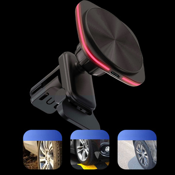 Uchwyt samochodowy na kratkę z ładowarką Mag Safe 15w do iPhone LED PD QC 3.0 do kratki wentylacyjnej auta Alogy czarny