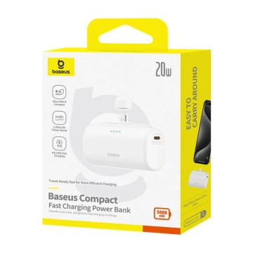 Powerbank Baseus Compact IP 5000mAh 20W Lightning + USB-C Biały