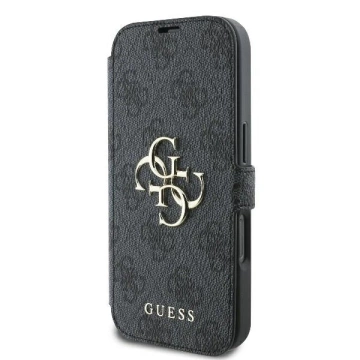 Guess 4G Metal Logo Book Case für iPhone 16 Pro 6,3″ – Schwarz