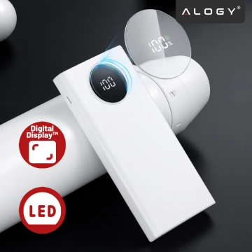 PowerBank 10000mAh z Technologią PD 120W, Szybkie Ładowanie PowerDelivery, Porty 2x USB-A i 1x USB-C, Wysoka Moc i Kompaktowy Design, Alogy TurboCharge™ – Biały