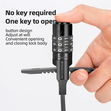 Rockbros 3240001001 Fahrradschloss für 0,5 m Zahlenkombination – Schwarz