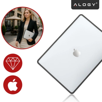 Etui ochronne do Apple Macbook Air 15 M2 2023 / M3 2024 (A2941, A3114) Alogy MatteGuard™ obudowa Matowa Przezroczysta Biel z czarną ramką