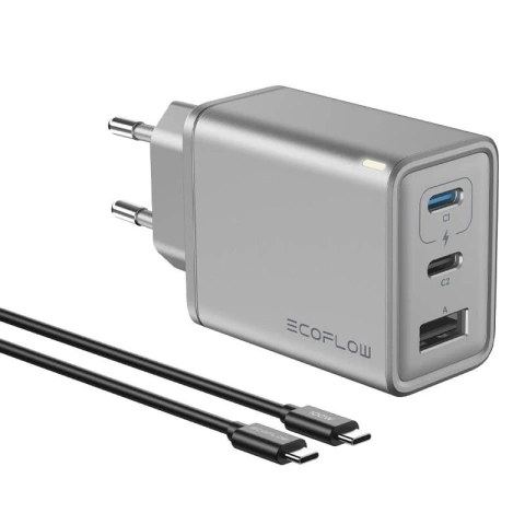 EcoFlow RAPID GaN 65W 2x USB-C USB-A Wandladegerät mit 100W Kabel