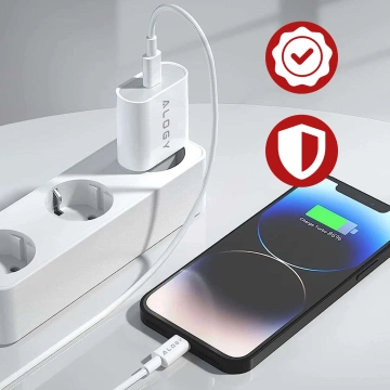 Alogy schnelles USB-C PD 20 W Wandladegerät Lightning-Kabel 1 m Weiß