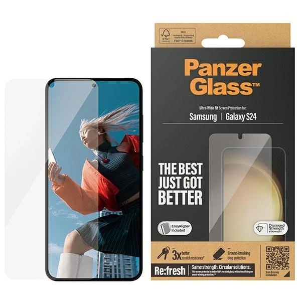 Gehärtetes Glas für Samsung Galaxy S24 PanzerGlass Refresh Ultra-Wide Fit EasyAligner