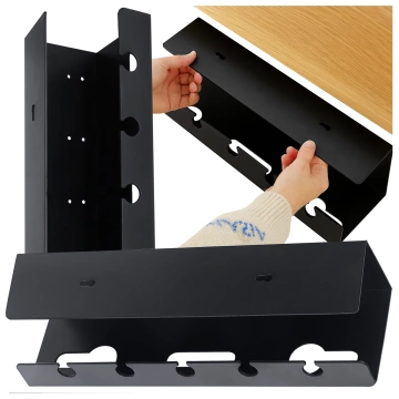Organizer na Kable 2w1 Pod Biurko i na Ścianę, 40 cm, z Paskiem Klejącym utrzymanie porządku na biurku, Alogy CableHold™ – Czarny