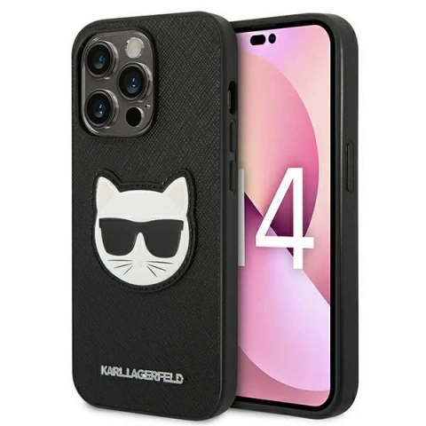Etui ochronne na telefon Karl Lagerfeld KLHCP14LSAPCHK do Apple iPhone 14 Pro 6,1" hardcase czarny/black Saffiano Choupette Head Patch