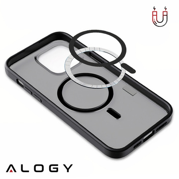 Etui matowe Alogy MagCase do MagSafe obudowa z pierścieniem magnetycznym do Apple iPhone 12/ 12 Pro Czarne + Szkło
