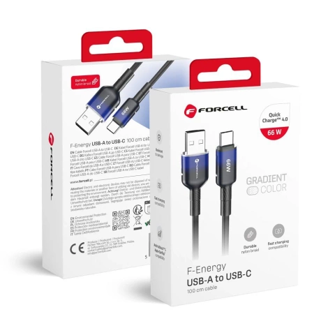 Kabel USB-A – USB-C 66W Forcell F-Energy Gradient 1 m C352 czarny
