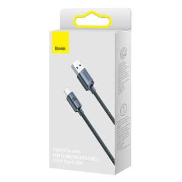 Baseus Crystal Shine Series kabel przewód USB do szybkiego ładowania i transferu danych USB Typ A - USB Typ C 100W 2m czarny (CAJY000501)