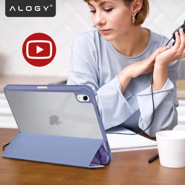 Etui Ochronne do Apple iPad 10.9" 10 Gen 2022 / iPad 11" A16 11 Gen 2025 Hybrydowe z Miejscem na Rysik, Składana Okładka z Funkcją Podstawki 2w1, Alogy HybridBook™ Case – Marble Purple