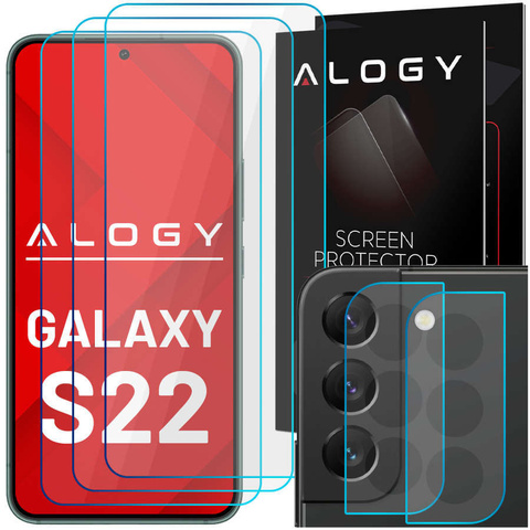 Szkło hartowane 9H 3x na ekran + 2x na obiektyw kamerę Alogy Glass Pack do Galaxy S22
