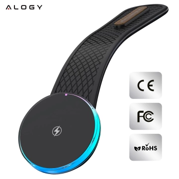 Alogy Kfz-Halterung für MagSafe mit 2-in-1-Induktionsladefunktion (15 W), Schwarz