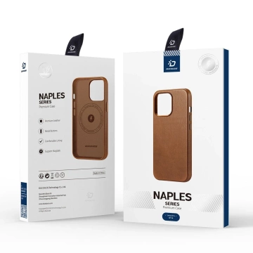 Dux Ducis Naples Tasche iPhone 14 magnetische Ledertasche MagSafe braun