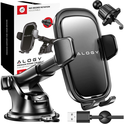 Uchwyt do Samochodu na Telefon Szybę Deskę Kokpit Kratkę samochodowy Holder mocny + Organizer na kabel