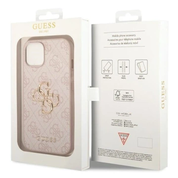 Guess GUHCP15S4GMGPI Hülle für iPhone 15 6,1" rosa/rosa Hardcase 4G Big Metal Logo