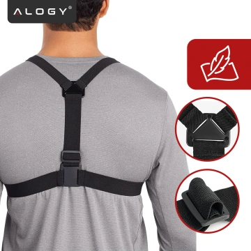 Sportgurt Alogy Chest Brusthalter für Kamera, GoPro-Kameras, Universaltelefon Schwarz