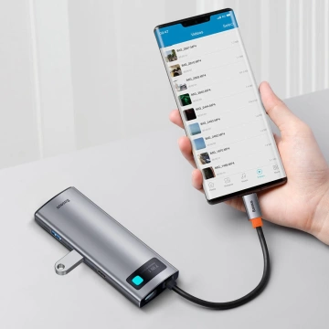 Baseus Metal Gleam Series multifunktionaler USB HUB 7in1 Typ C HDMI TF PD Kartenleser grau (WKWG020113)