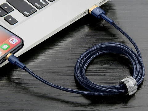 Kabel 2m Baseus Keviar USB Lightning do iPhone iPad iPod 1.5A Granatowy