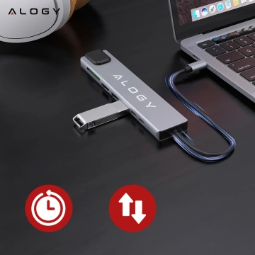 Hub 8w1 USB-C do 2xA+2xC+HDMI+SD+Micro+LAN 100mb – Alogy MultiHub™ Do Notebooka Laptopa