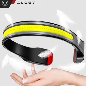 2x Latarka czołówka lampka LED COB do biegania na rower mocna akumulator USB Typ C czołowa Alogy na czoło IPX4 czarna