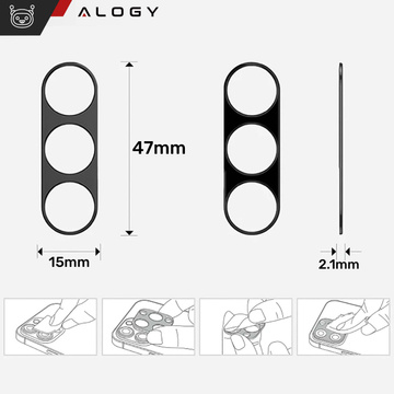 Metalowa osłonka do Samsung Galaxy S24 ochronna na wyspe aparat obiektyw Alogy Metal Lens Czarna