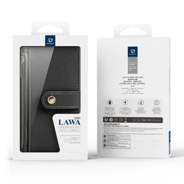 Etui ochronne do iPhone 16 Pro Dux Ducis Lawa skórzane MagSafe portfel czarne
