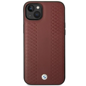 Etui na telefon BMW BMHCP14S22RFGR für Apple iPhone 14 6,1" burgundy/burgundy Leather Diamond Pattern