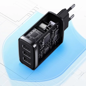 Baseus Compact 3x USB Typ A 17W Wandladegerät Schwarz
