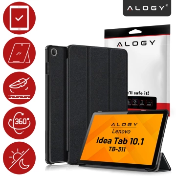 Lenovo Tab 10.1 TB-311 Slim Schutzhülle mit Klappdeckel, schlanke Falthülle, Alogy BookGuard™ – Schwarz