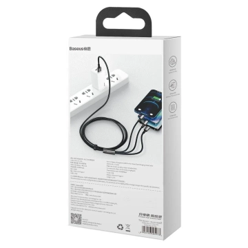 Baseus Tungsten 3in1 Kabel USB - USB Type C / Lightning / Micro USB 3,5 A 1,5 m schwarz (CAMLTWJ-01)