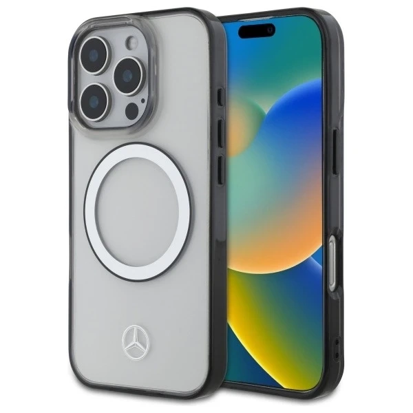 Etui Mercedes für iPhone 16 Pro Max 6,9" MagSafe Transparent Hardcase Gedrucktes Logo