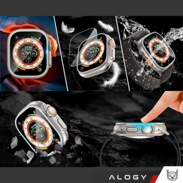 Gehärtetes Glas für Apple Watch Ultra 2 / Ultra 49 mm Displayschutz Alogy Protector 9H mit Positionierungsrahmen