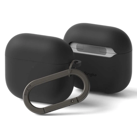 Etui do Apple AirPods 4 Ringke Silicone Black + Karabińczyk