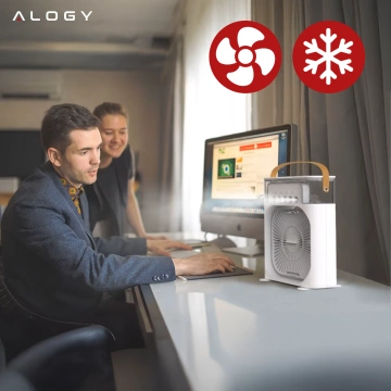 Alogy DeskBreeze™ 3-in-1 Tischventilator-Klimaanlage, kleiner Bodenventilator mit Luftbefeuchter, Timer und LED-Hintergrundbeleuchtung, USB-C