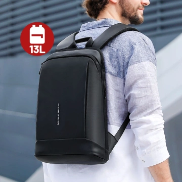 Mark Ryden 15,6"-Laptop-Rucksack, wasserdicht, für Business und Reisen, komfortabel, 180°-Öffnung, mit Kofferhaken, 13 l (43 × 30 × 10 cm) – Schwarz