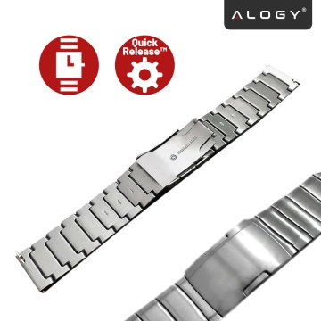 Bransoleta Steel Simple pasek Alogy stal nierdzewna do smartwatcha 20mm Srebrna