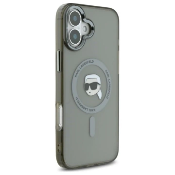 Etui Karl Lagerfeld do iPhone 16 6.1" Czarny MagSafe Hardcase IML Metal Karl Head 