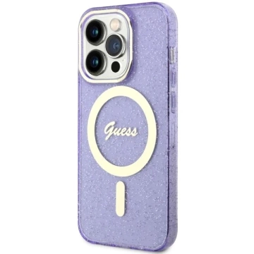 Etui na telefon Guess GUHMP14LHCMCGU do Apple iPhone 14 Pro 6.1" purpurowy/purple hardcase Glitter Gold MagSafe
