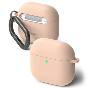 Etui do Apple AirPods 4 Ringke Silicone Pink Sand + Karabińczyk